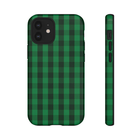 Dark Green Christmas Gingham - iPhone Case