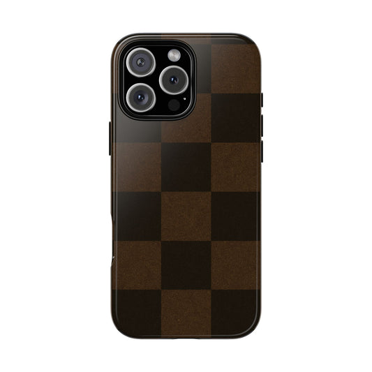 Brown Autumn Checkers - iPhone Case