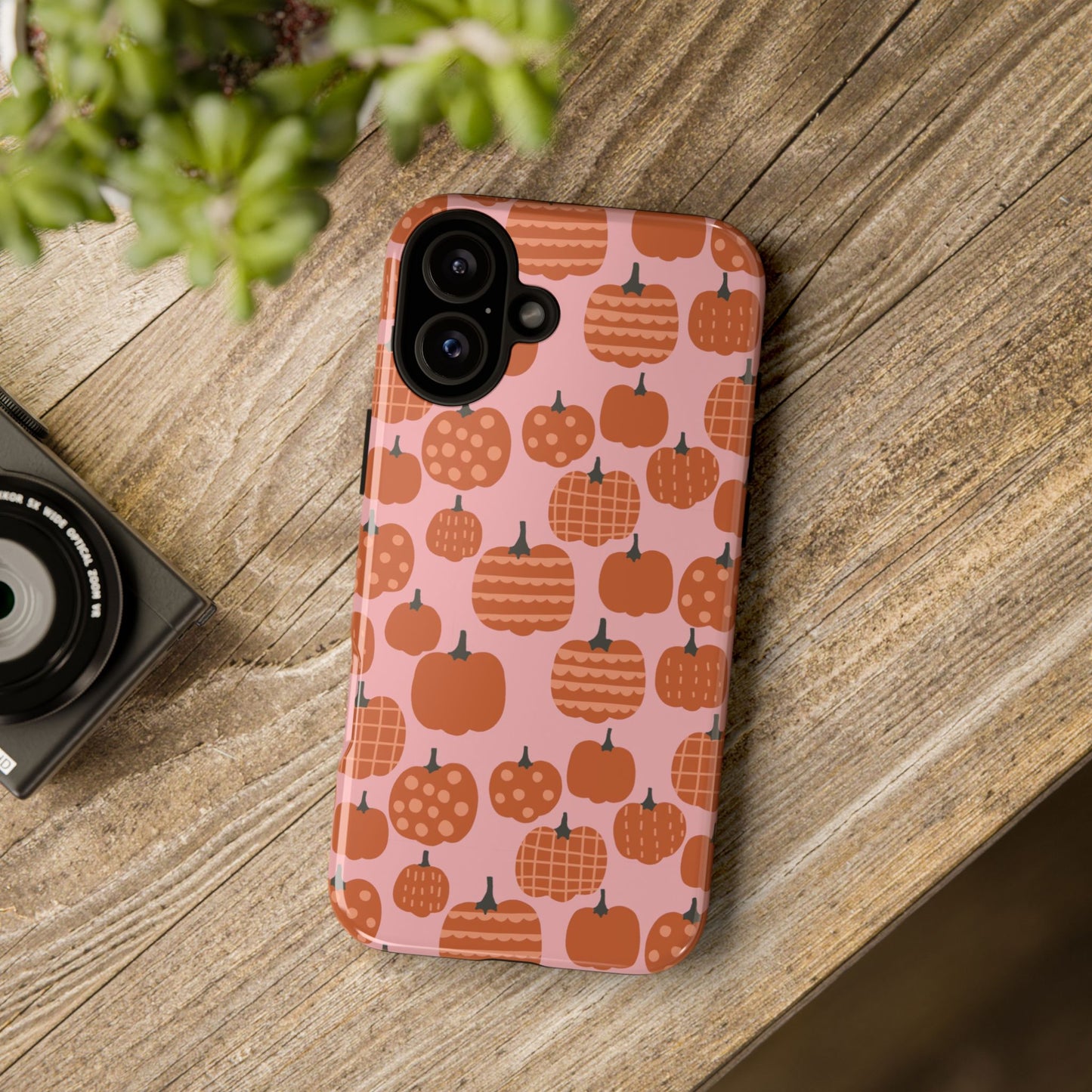 Fall Pumpkins with Pink Background - iPhone Case