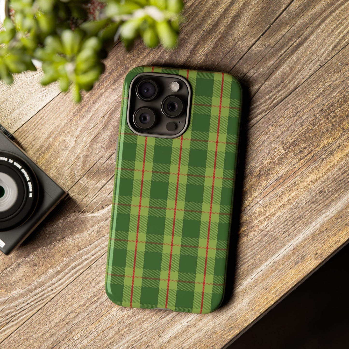 Green and Red Christmas Plaid Pattern - iPhone Case