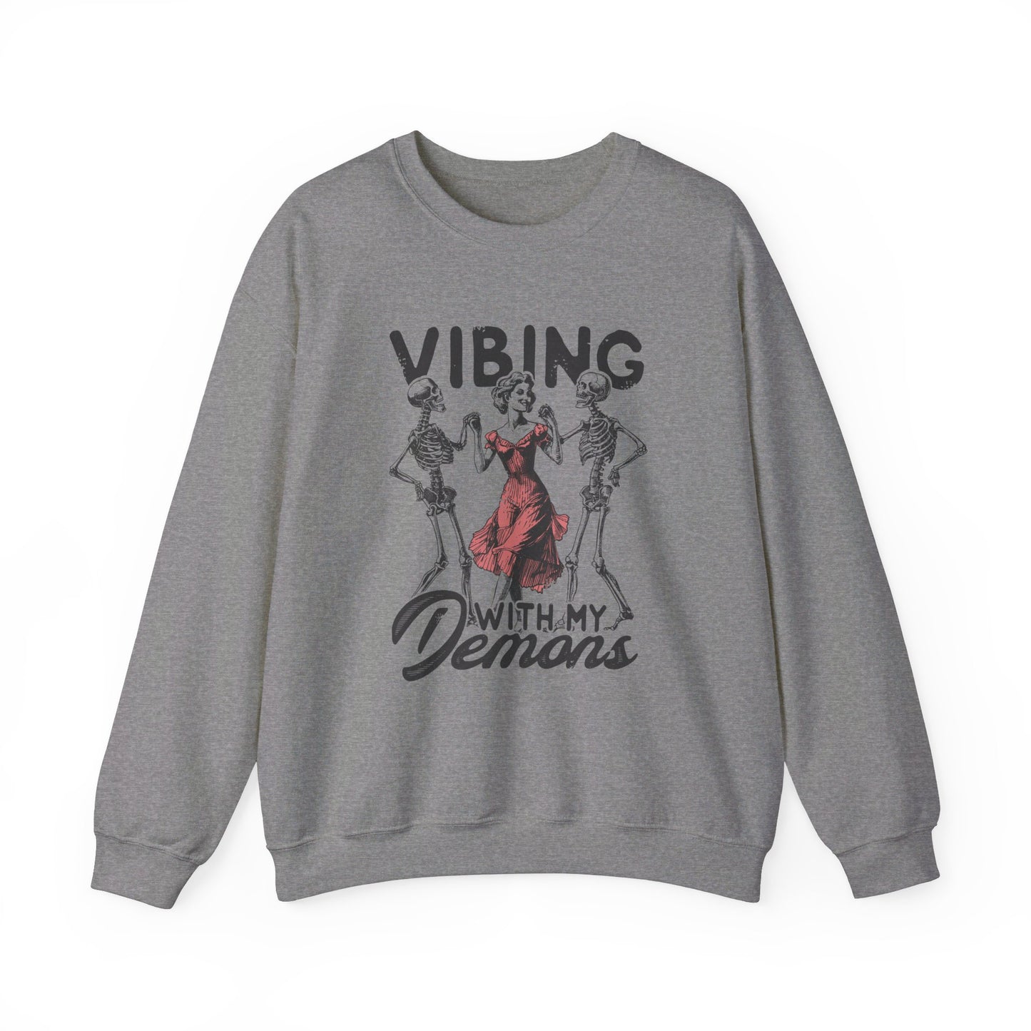 Vibing With My Demons - Vintage Halloween Sweatshirt -Unisex Heavy Blend™ Crewneck Sweatshirt