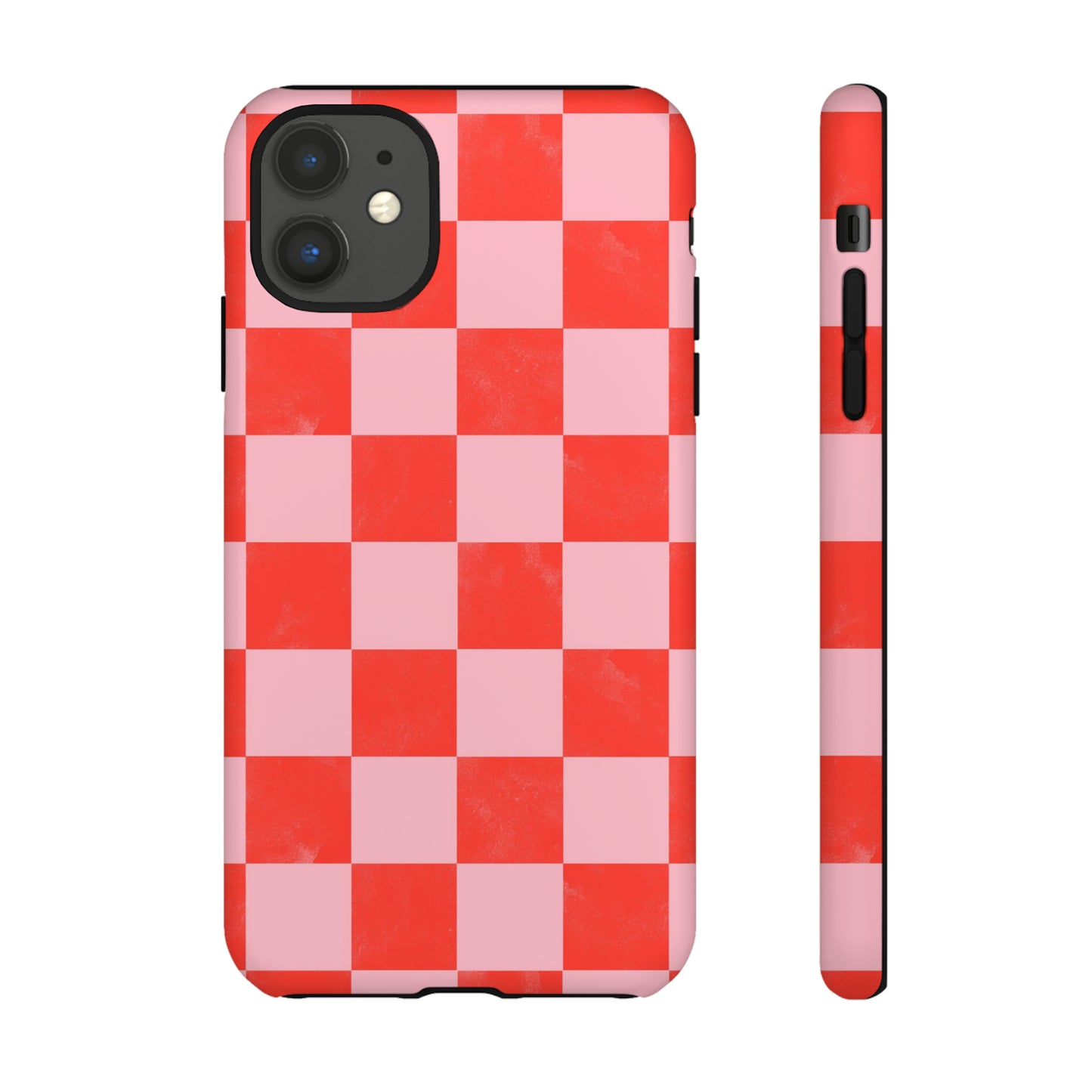 Red and Pink Checker Pattern - iPhone Case