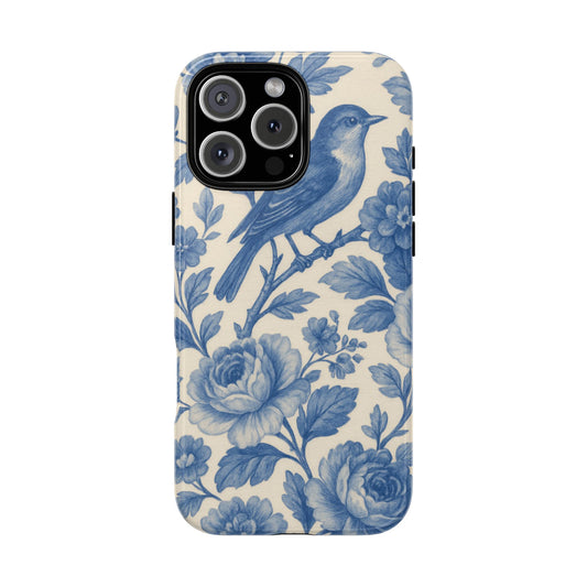 Blue Bird Vintage Florals - iPhone Case