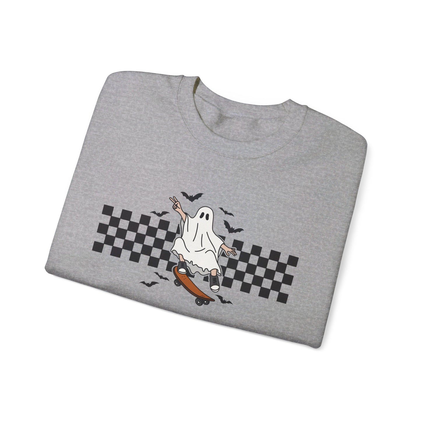 Skateboard Ghost - Cute Halloween Sweatshirt - Unisex Heavy Blend™ Crewneck Sweatshirt