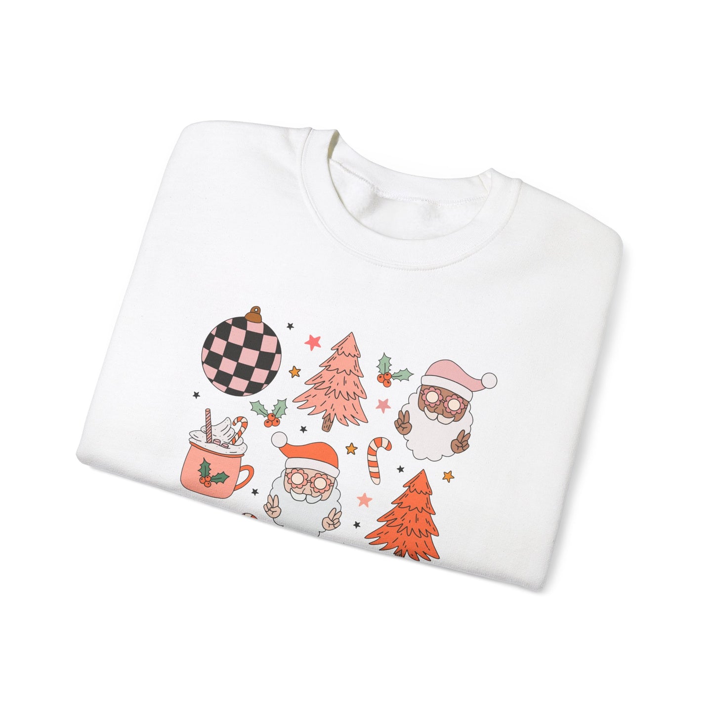 Pink Retro Christmas Characters - Cute Sweatshirt