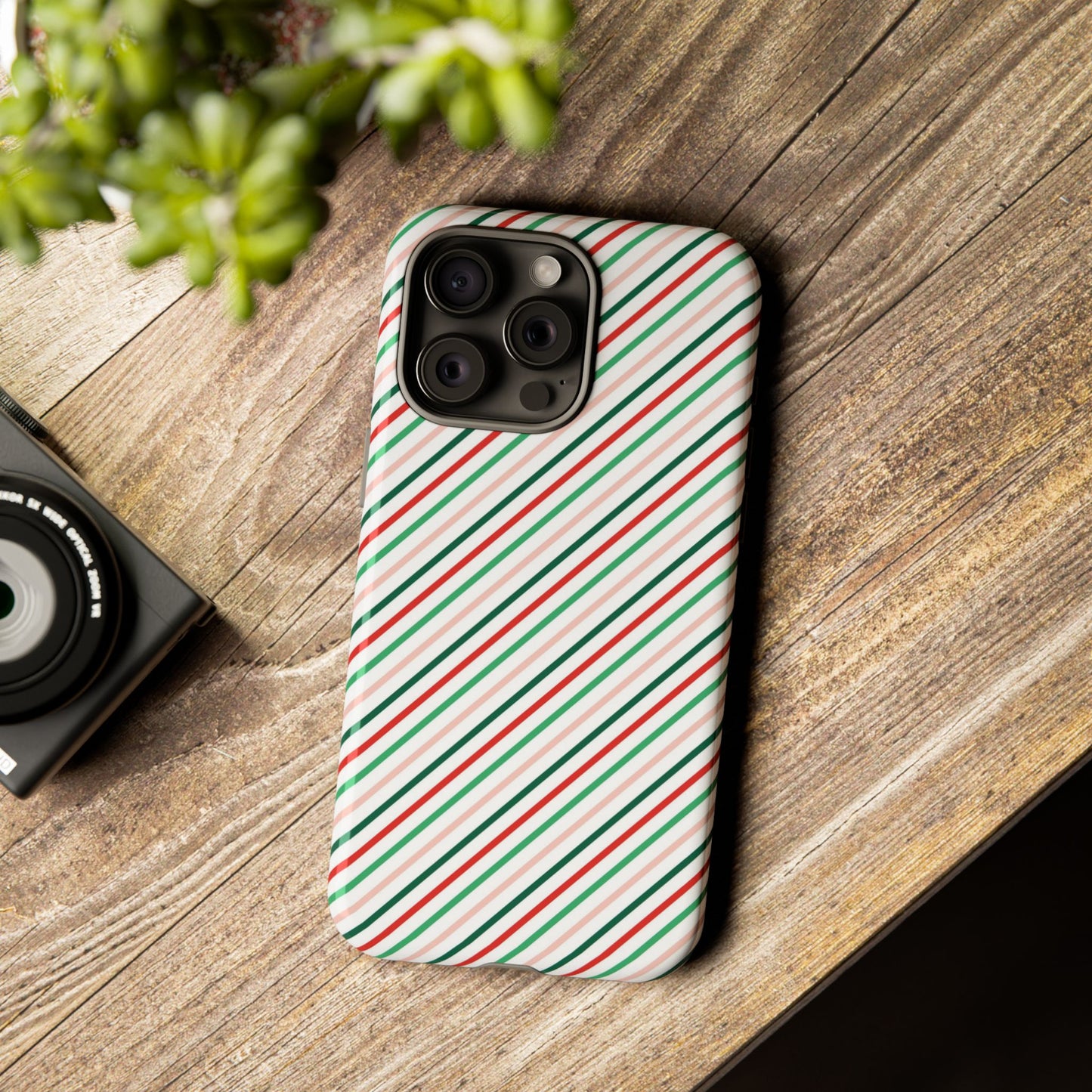 Christmas Diagonal Stripes - iPhone Case