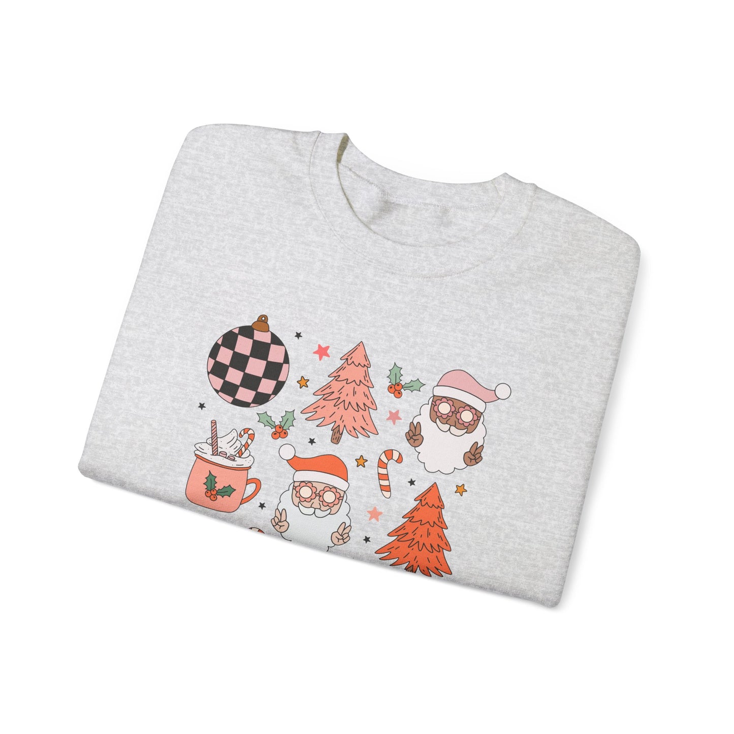 Pink Retro Christmas Characters - Cute Sweatshirt