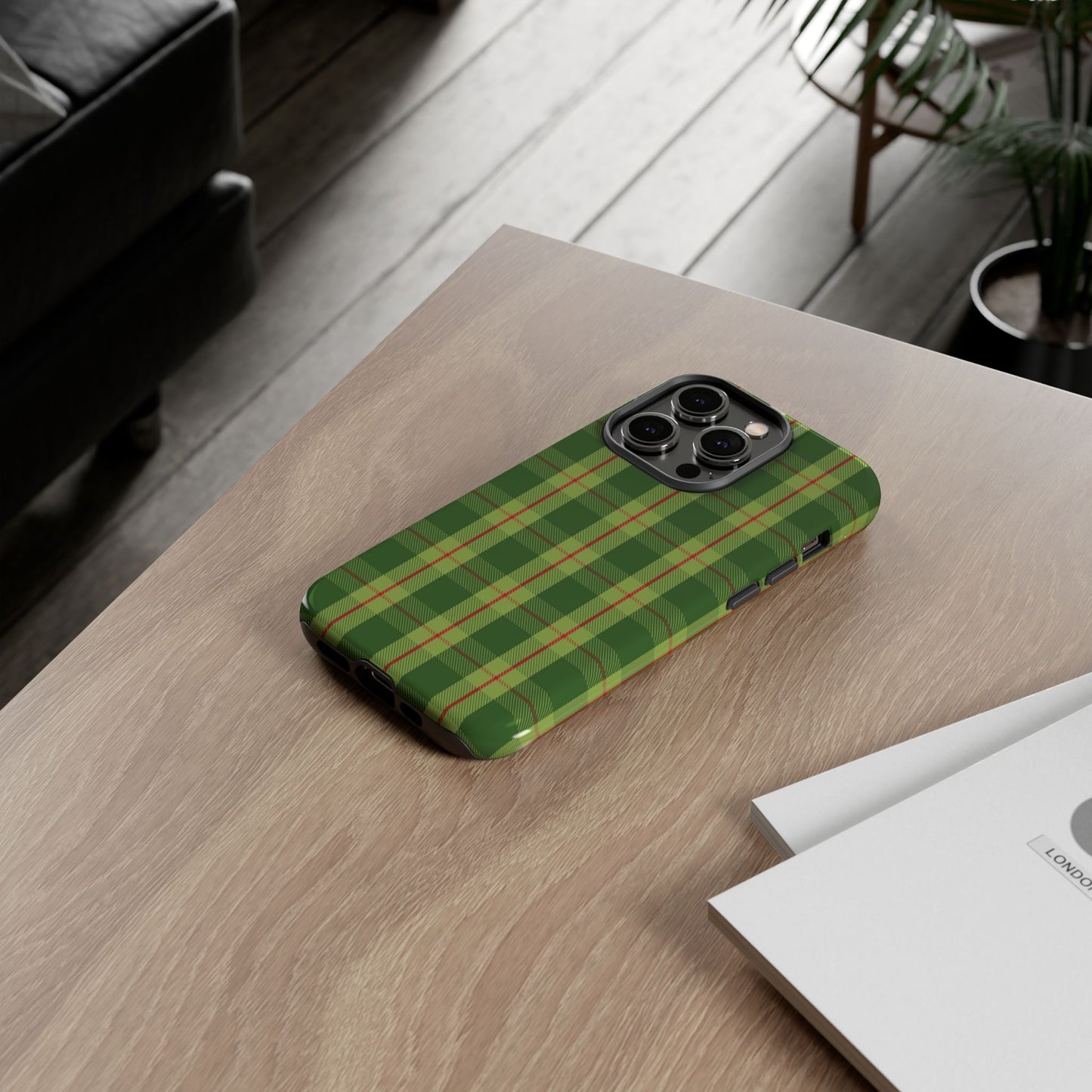 Green and Red Christmas Plaid Pattern - iPhone Case