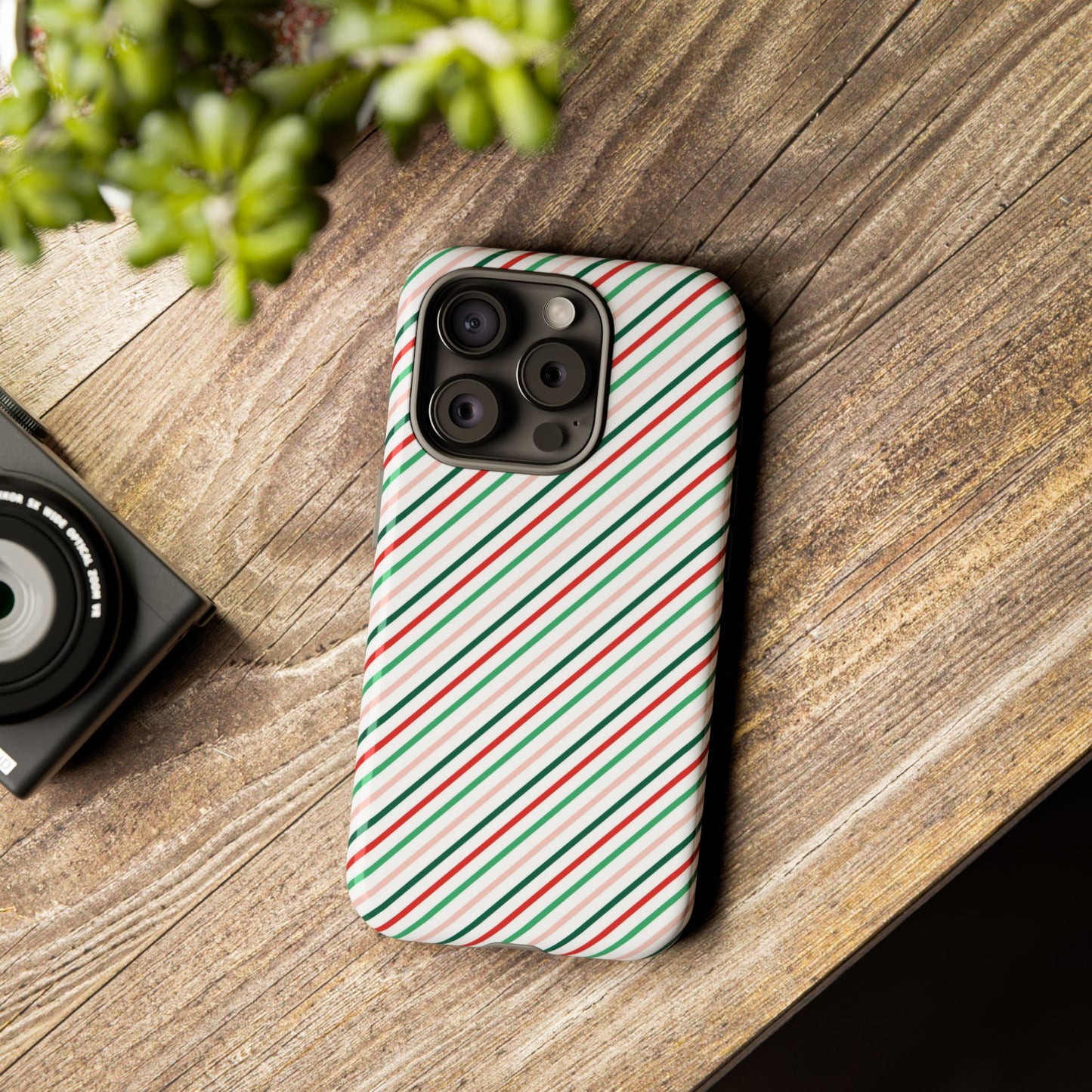 Christmas Diagonal Stripes - iPhone Case