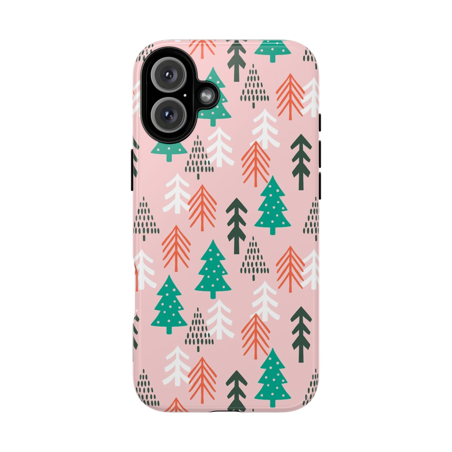 Christmas Trees Pink Background Pattern - iPhone Case