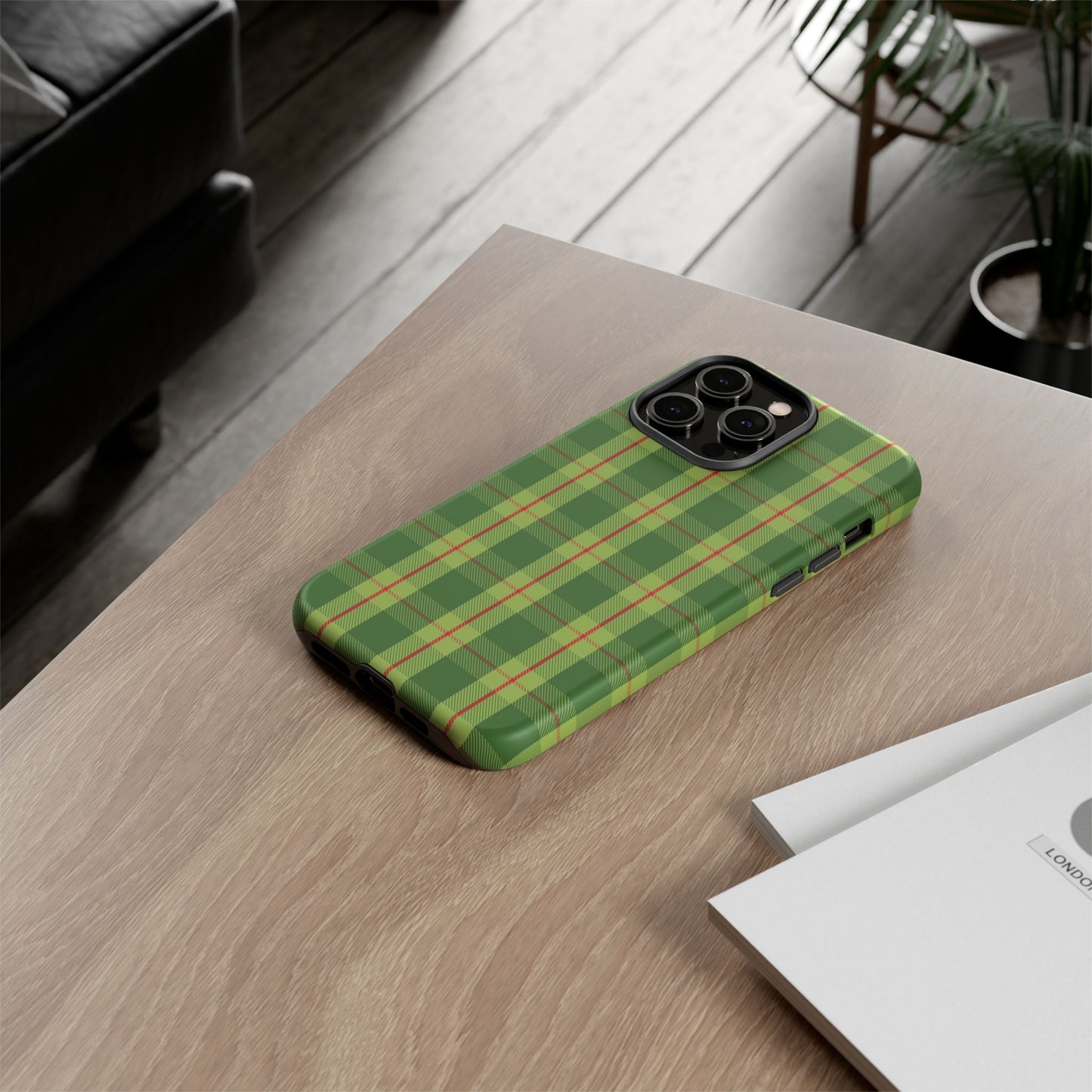 Green and Red Christmas Plaid Pattern - iPhone Case