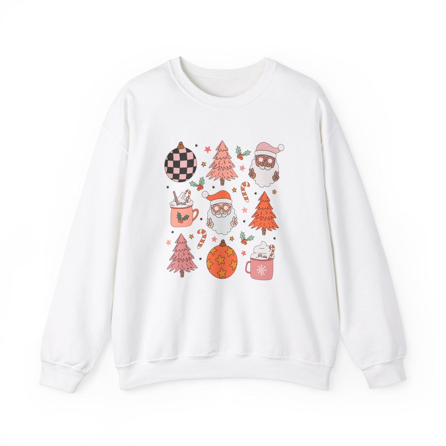 Pink Retro Christmas Characters - Cute Sweatshirt