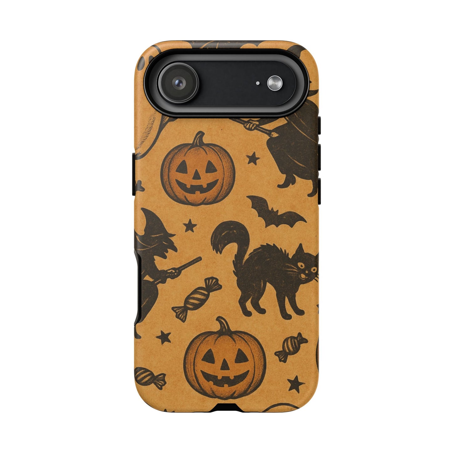 Vintage Halloween Doodles - Orange - iPhone Case
