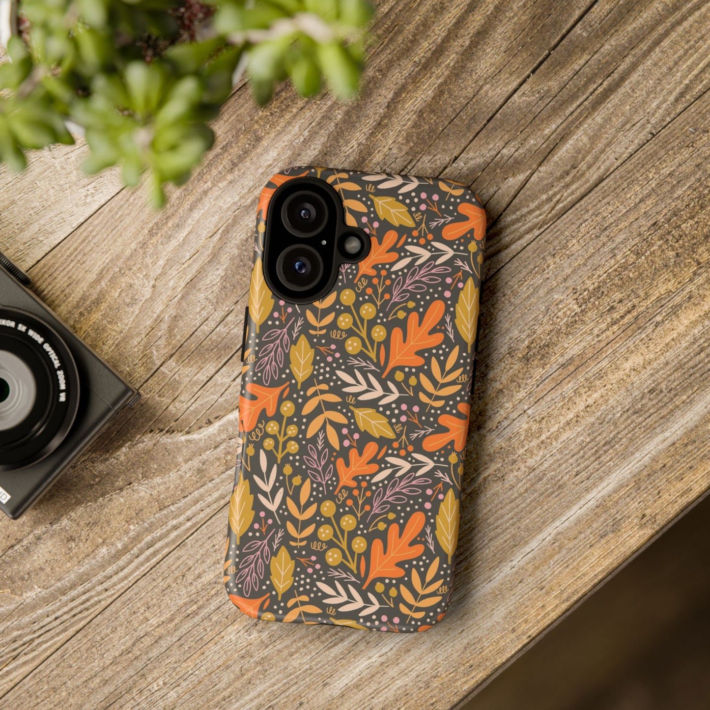 Dark Fall Foliage Leaves - iPhone Case
