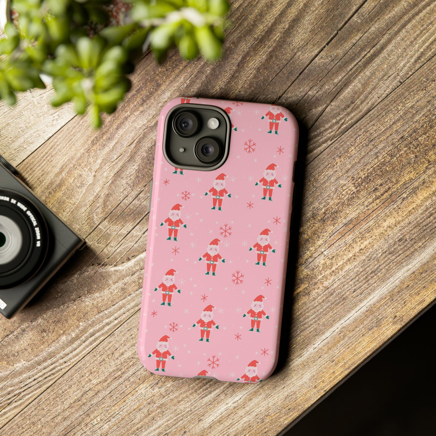 Pink Santa Pattern - iPhone Case