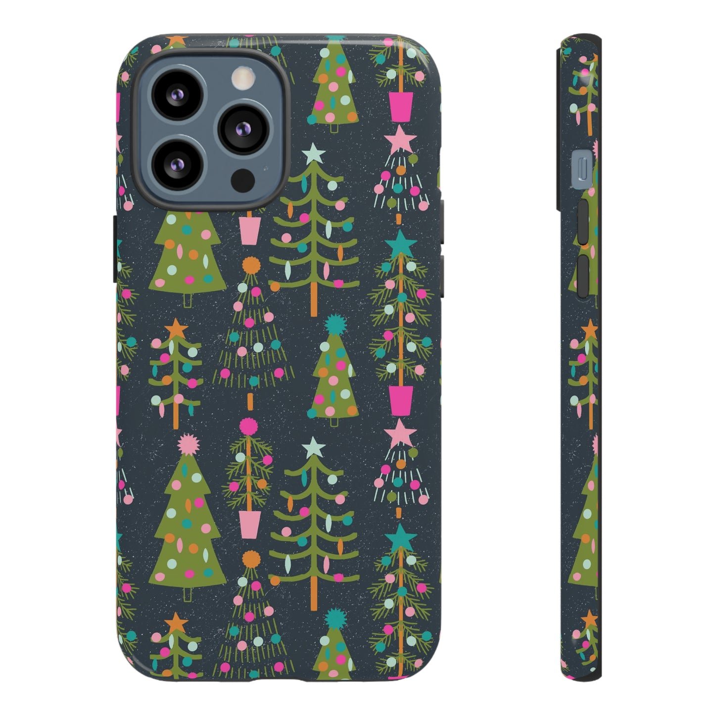 Blue Christmas Tree Pattern - iPhone Case