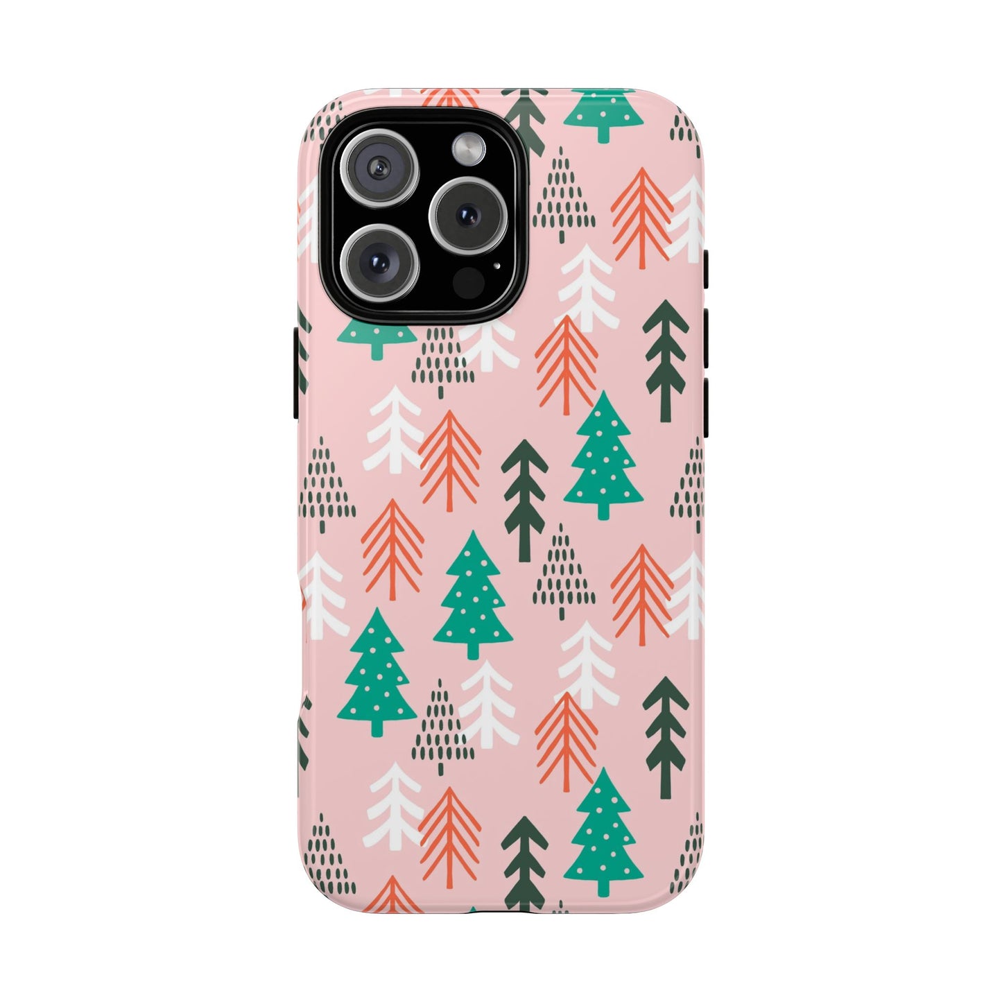 Christmas Trees Pink Background Pattern - iPhone Case