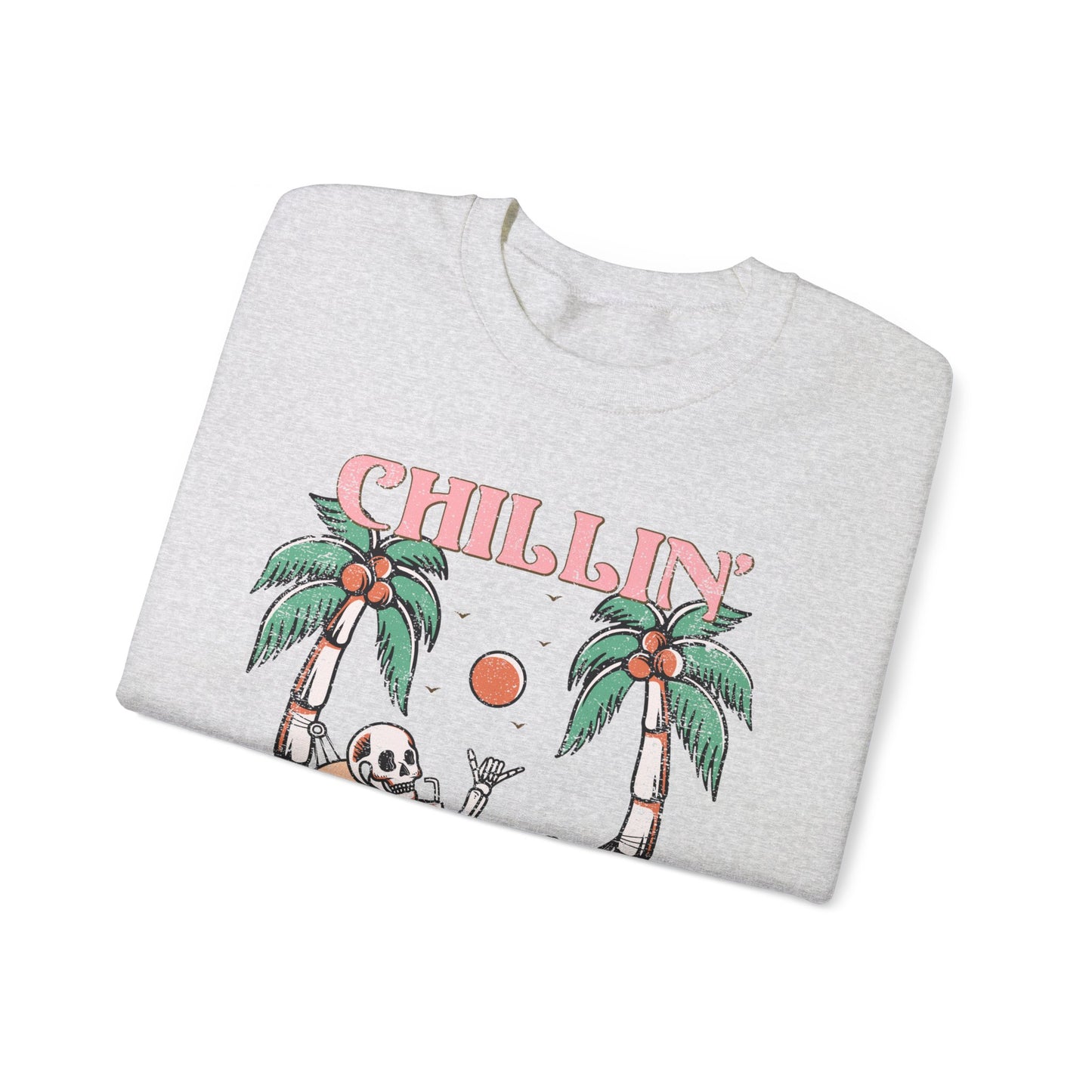 Chillin' At The Beach Villian - Summer Skeleton - Cute Retro Sweatshirt