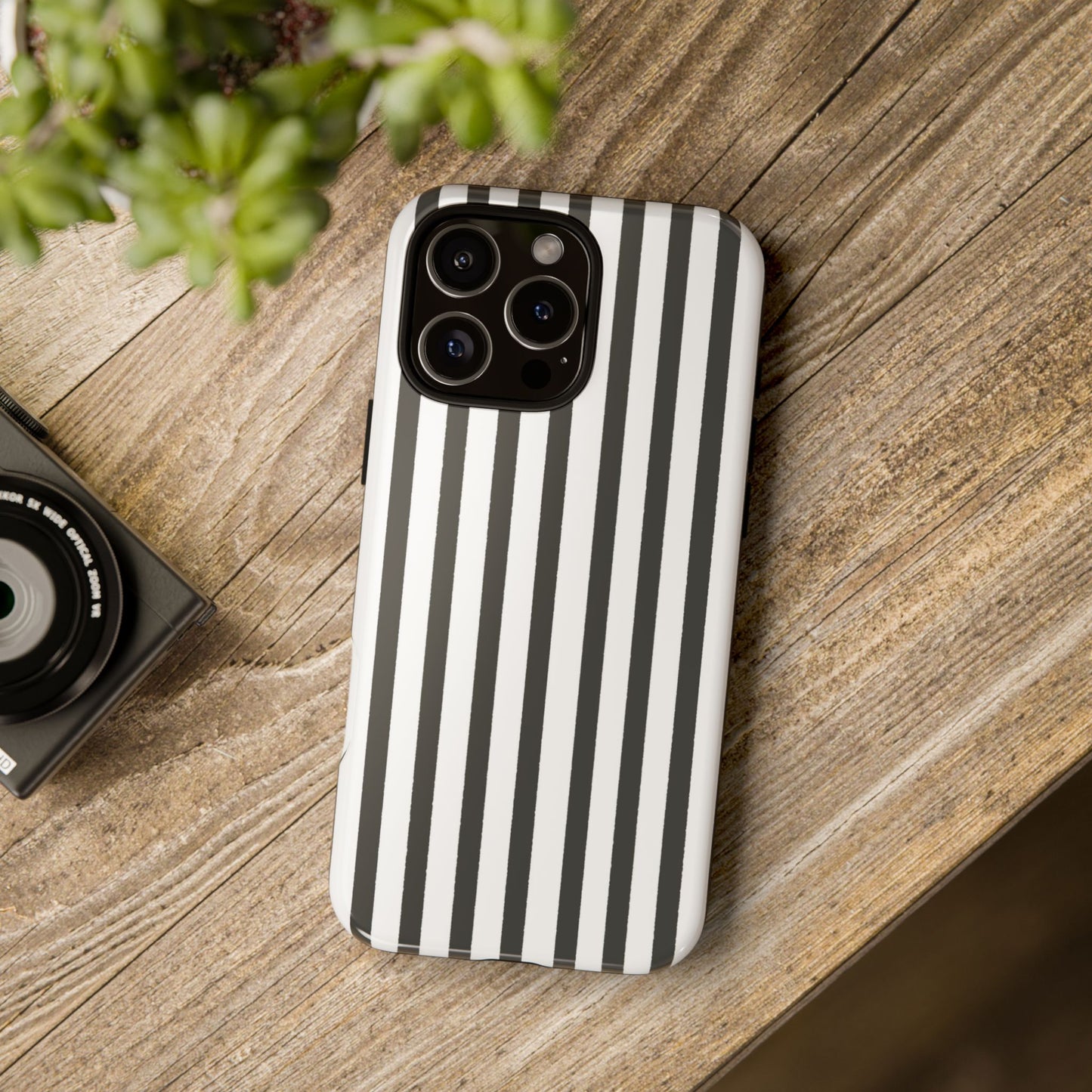 Halloween Black and White Vertical Stripes - iPhone Case