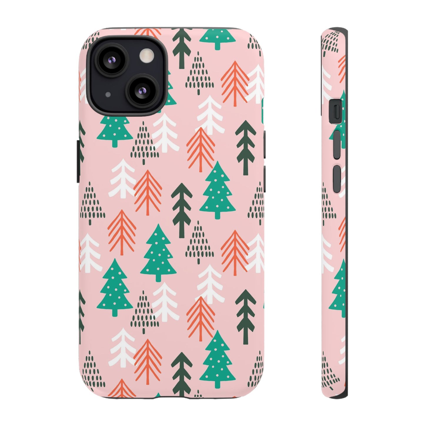 Christmas Trees Pink Background Pattern - iPhone Case