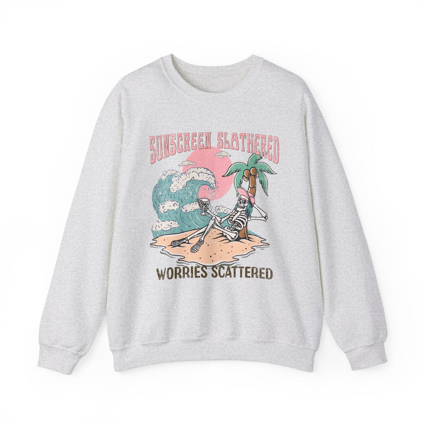 Sunscreen Slathered - Summer Skeleton - Cute Retro Sweatshirt