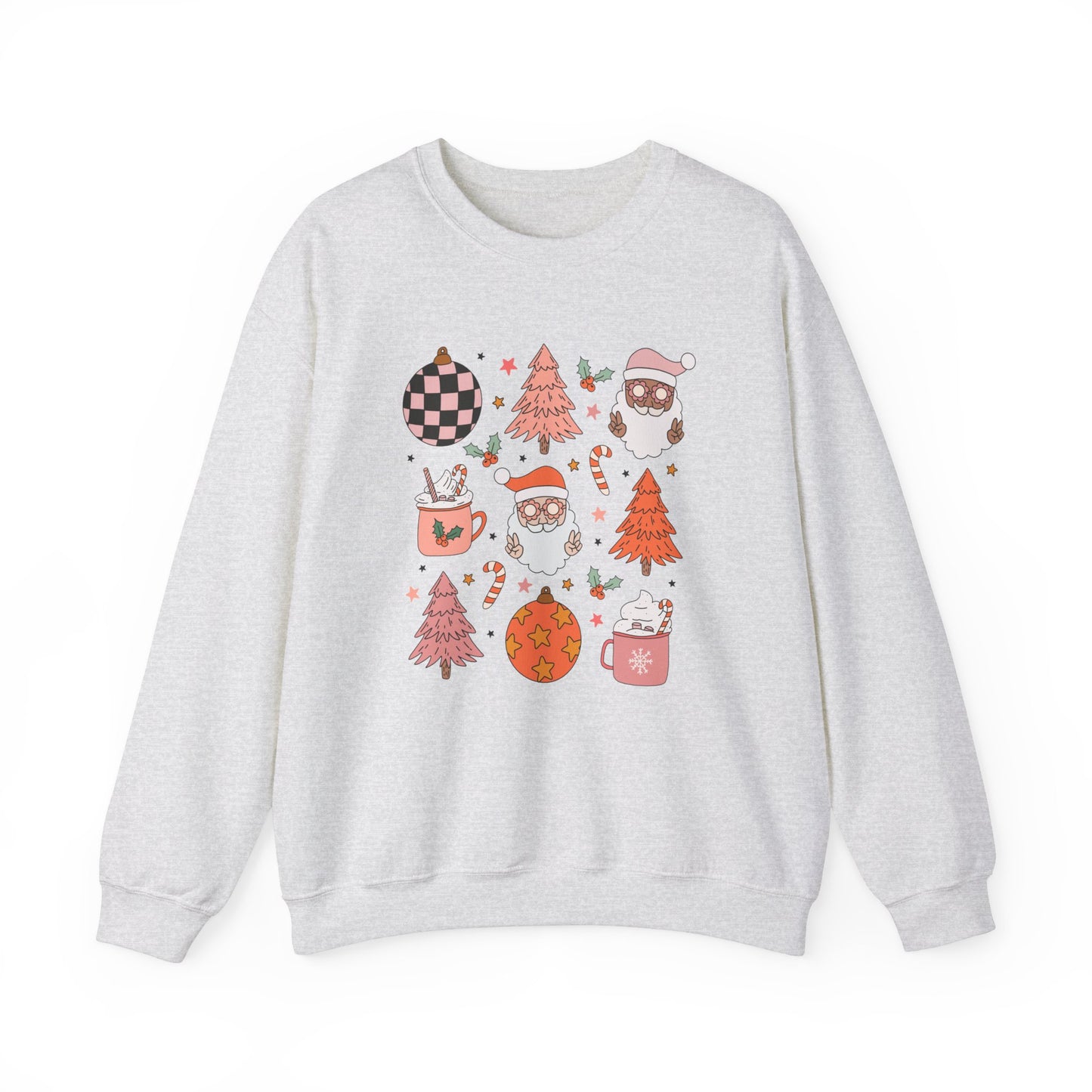 Pink Retro Christmas Characters - Cute Sweatshirt