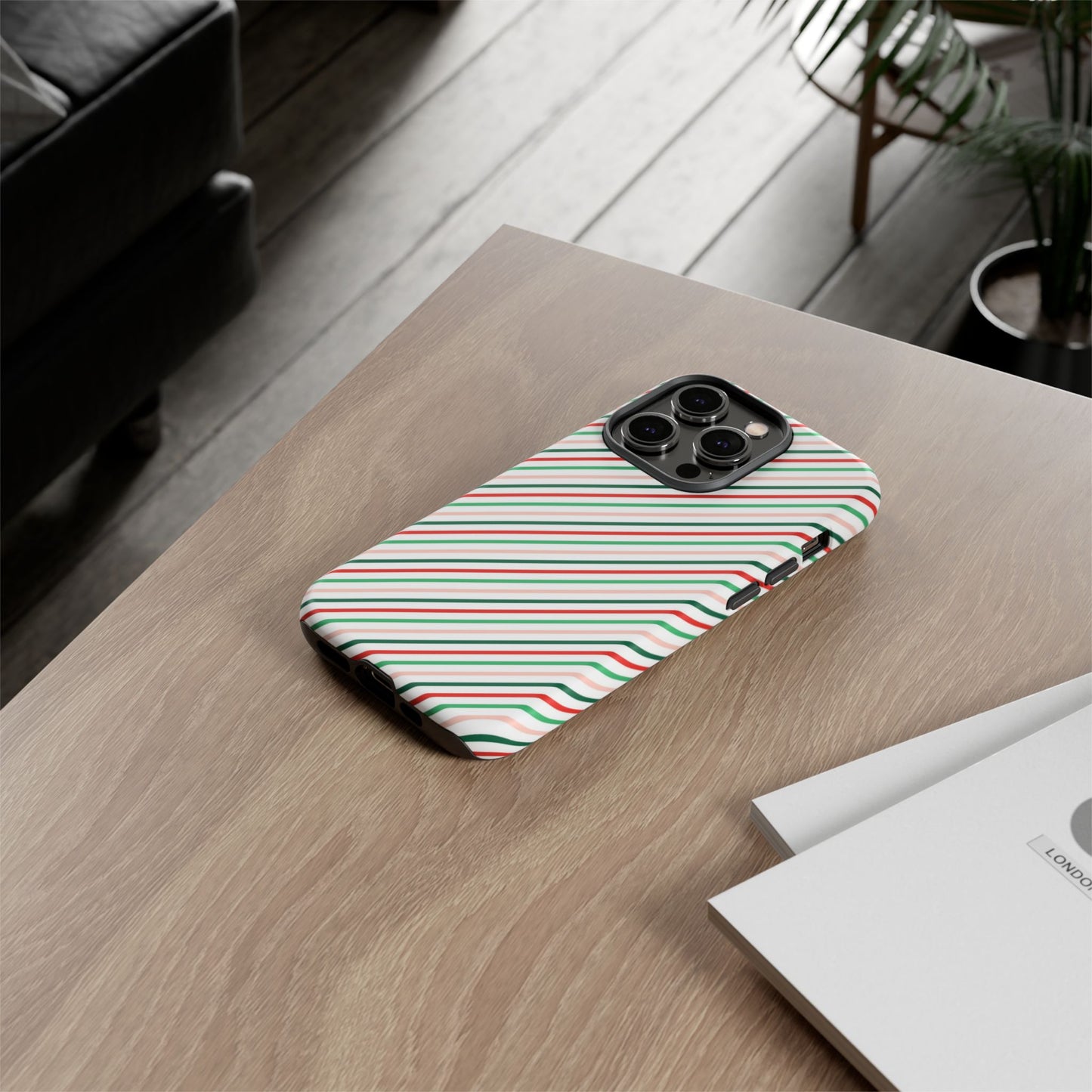 Christmas Diagonal Stripes - iPhone Case