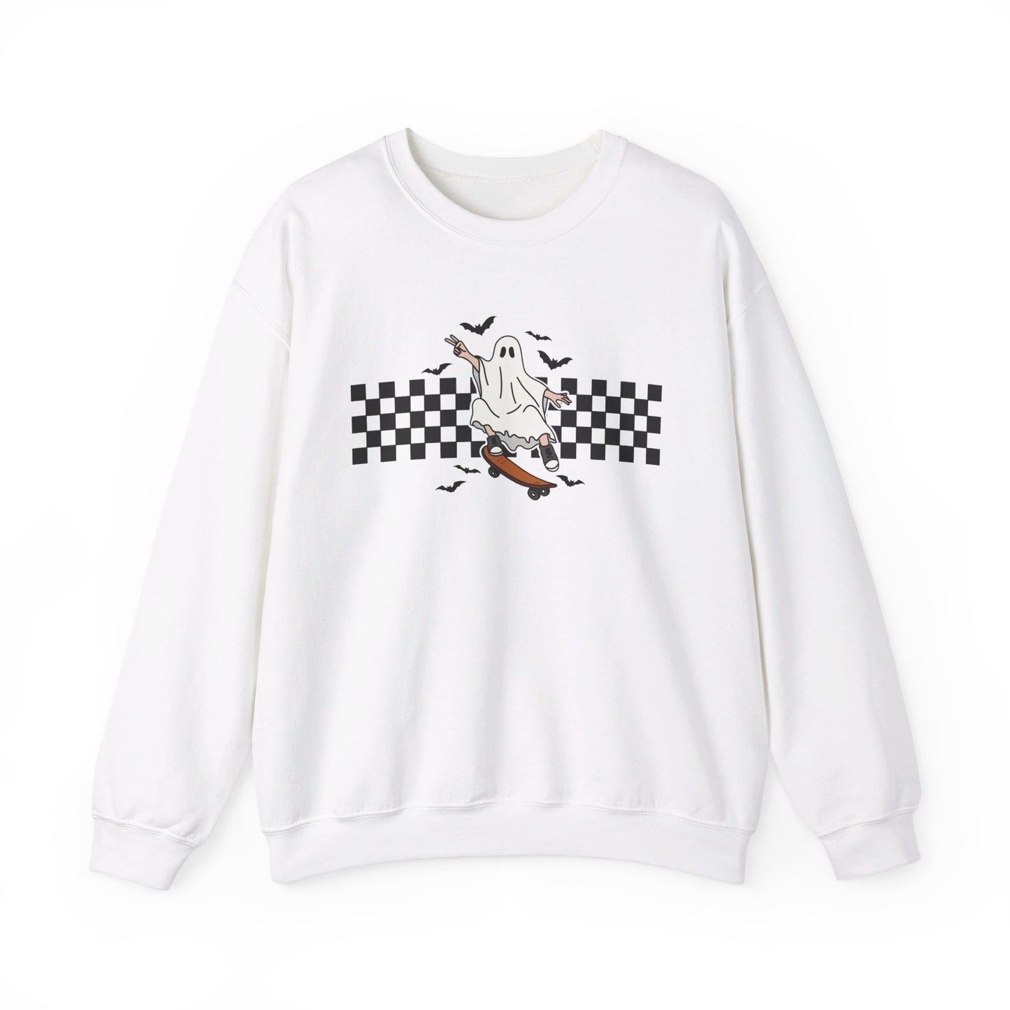 Skateboard Ghost - Cute Halloween Sweatshirt - Unisex Heavy Blend™ Crewneck Sweatshirt