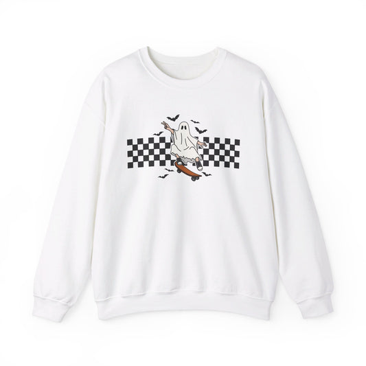 Skateboard Ghost - Cute Halloween Sweatshirt - Unisex Heavy Blend™ Crewneck Sweatshirt