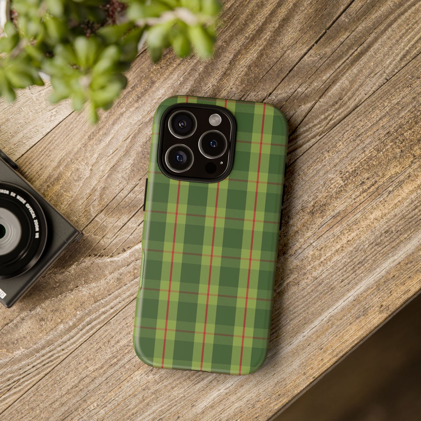 Green and Red Christmas Plaid Pattern - iPhone Case