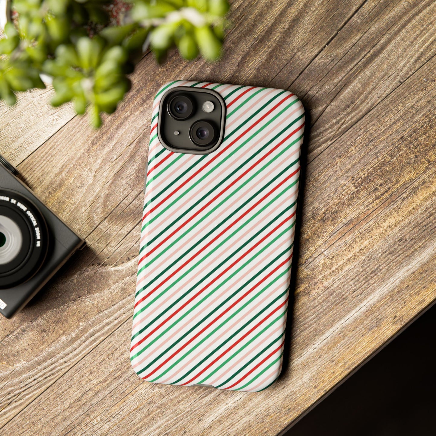 Christmas Diagonal Stripes - iPhone Case