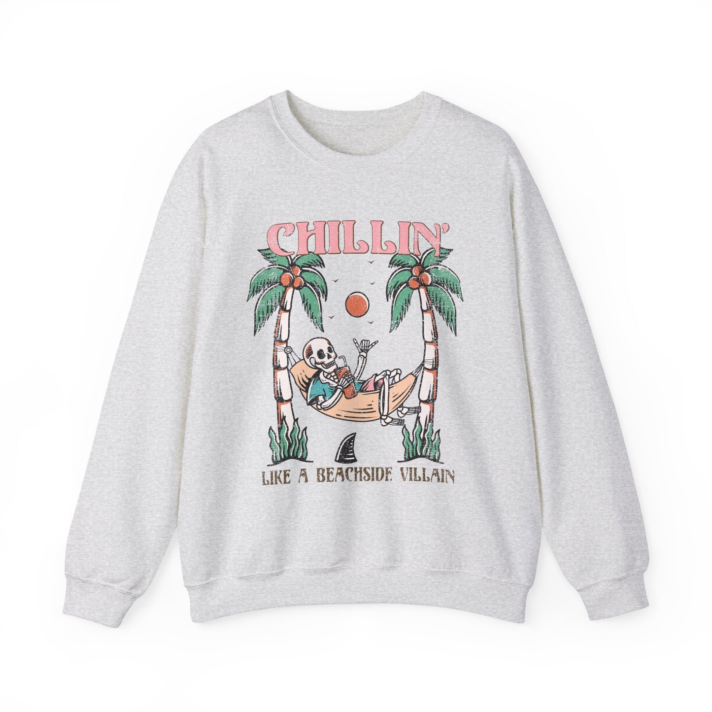 Chillin' At The Beach Villian - Summer Skeleton - Cute Retro Sweatshirt