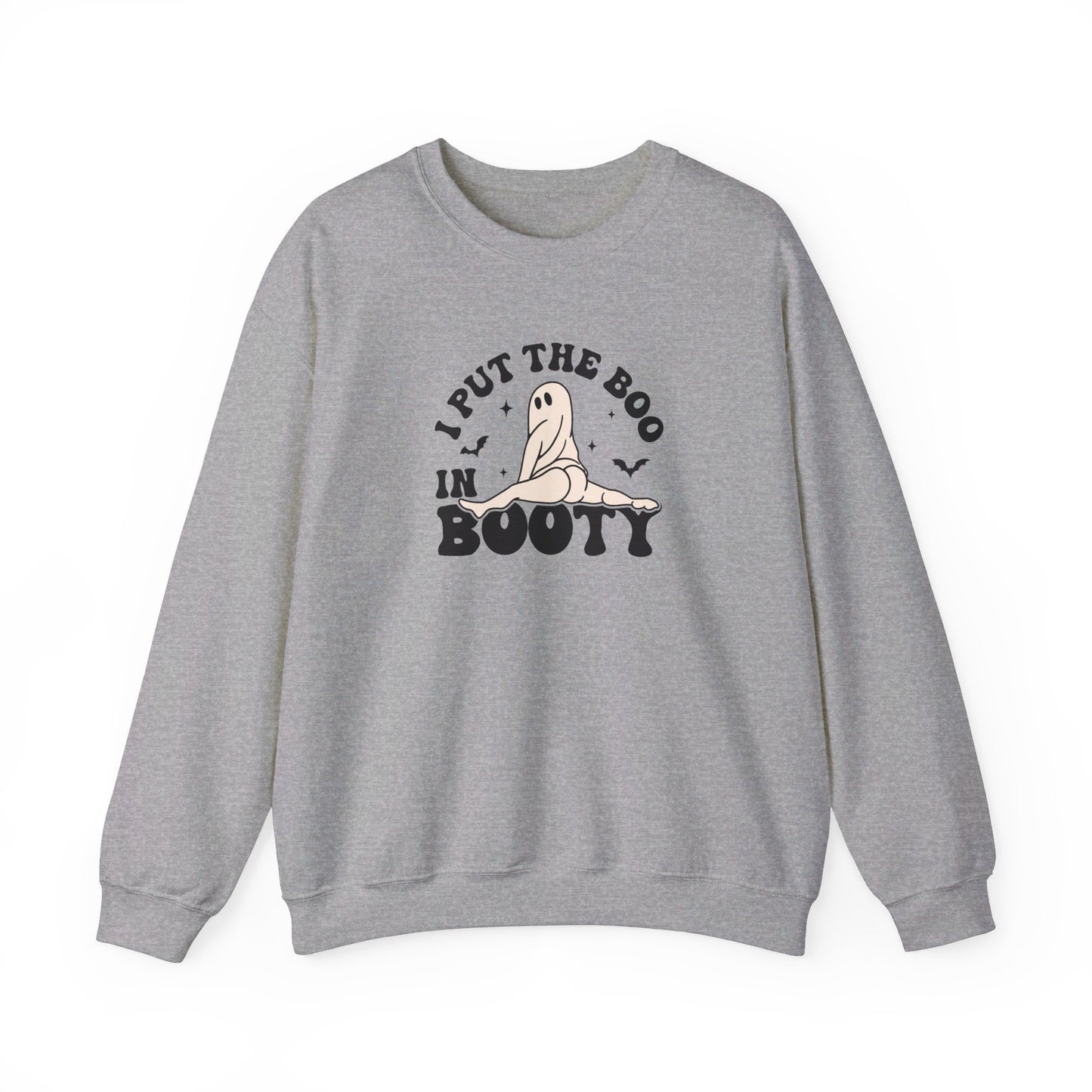 I Put The Boo in Booty - Funny Ghost Halloween Sweatshirt - Unisex Heavy Blend™ Crewneck Sweatshirt