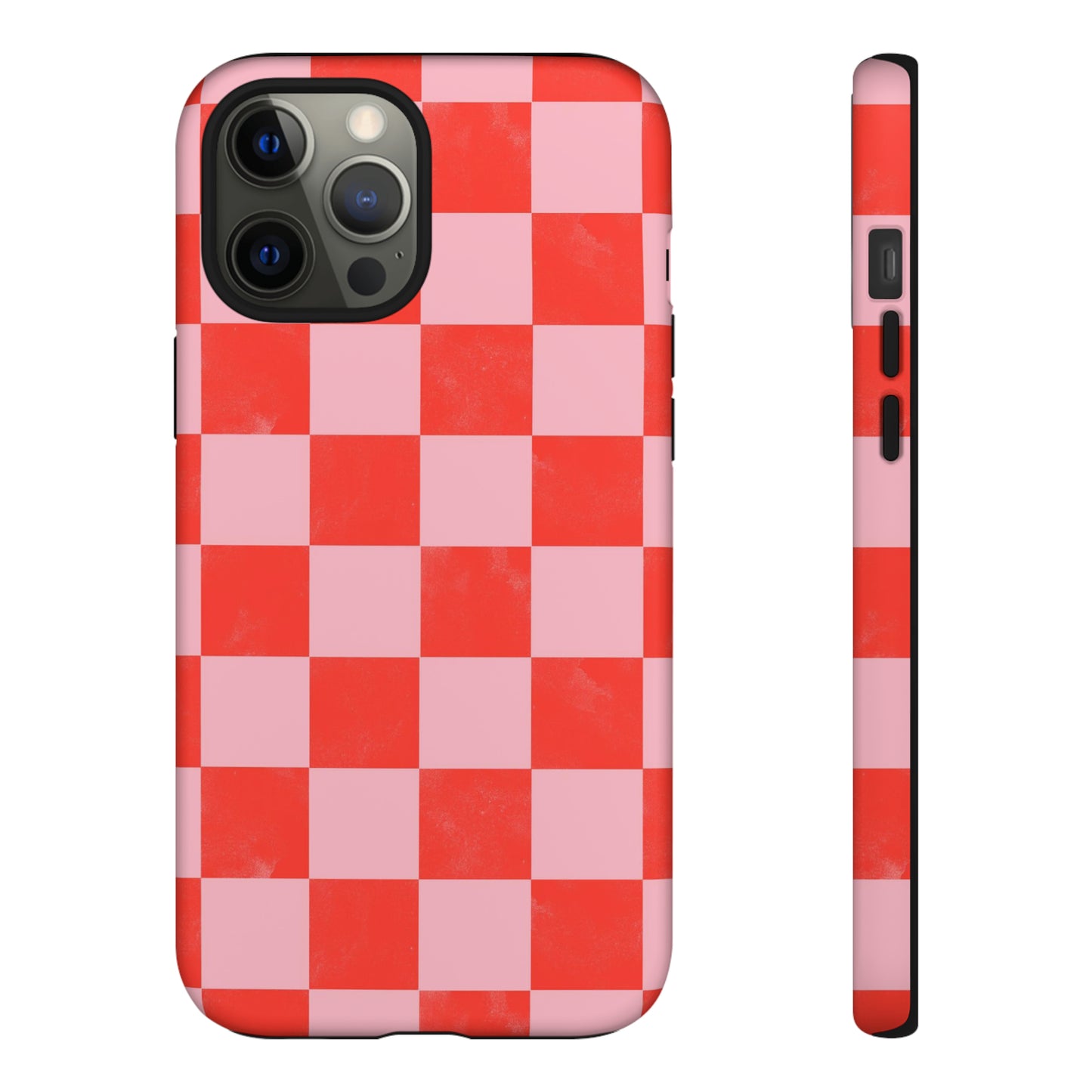 Red and Pink Checker Pattern - iPhone Case