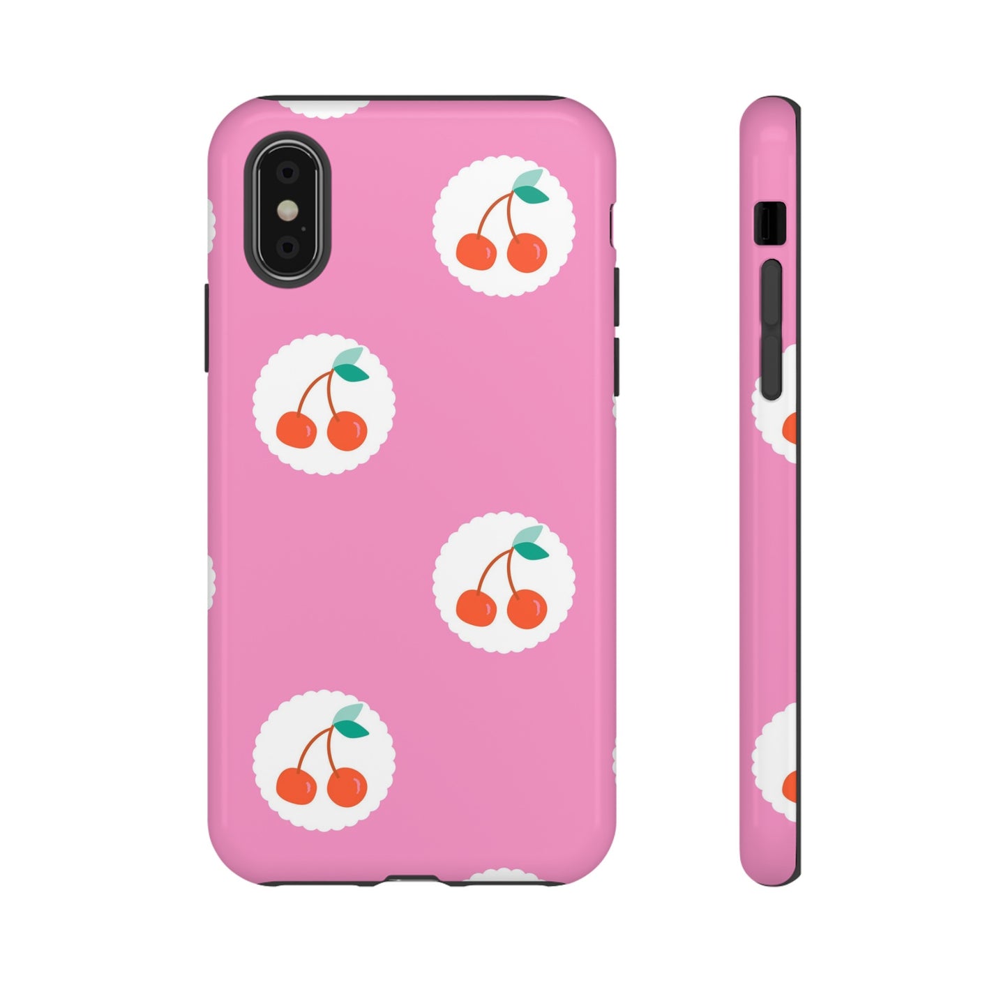 Cherry Circles Pink - iPhone Case