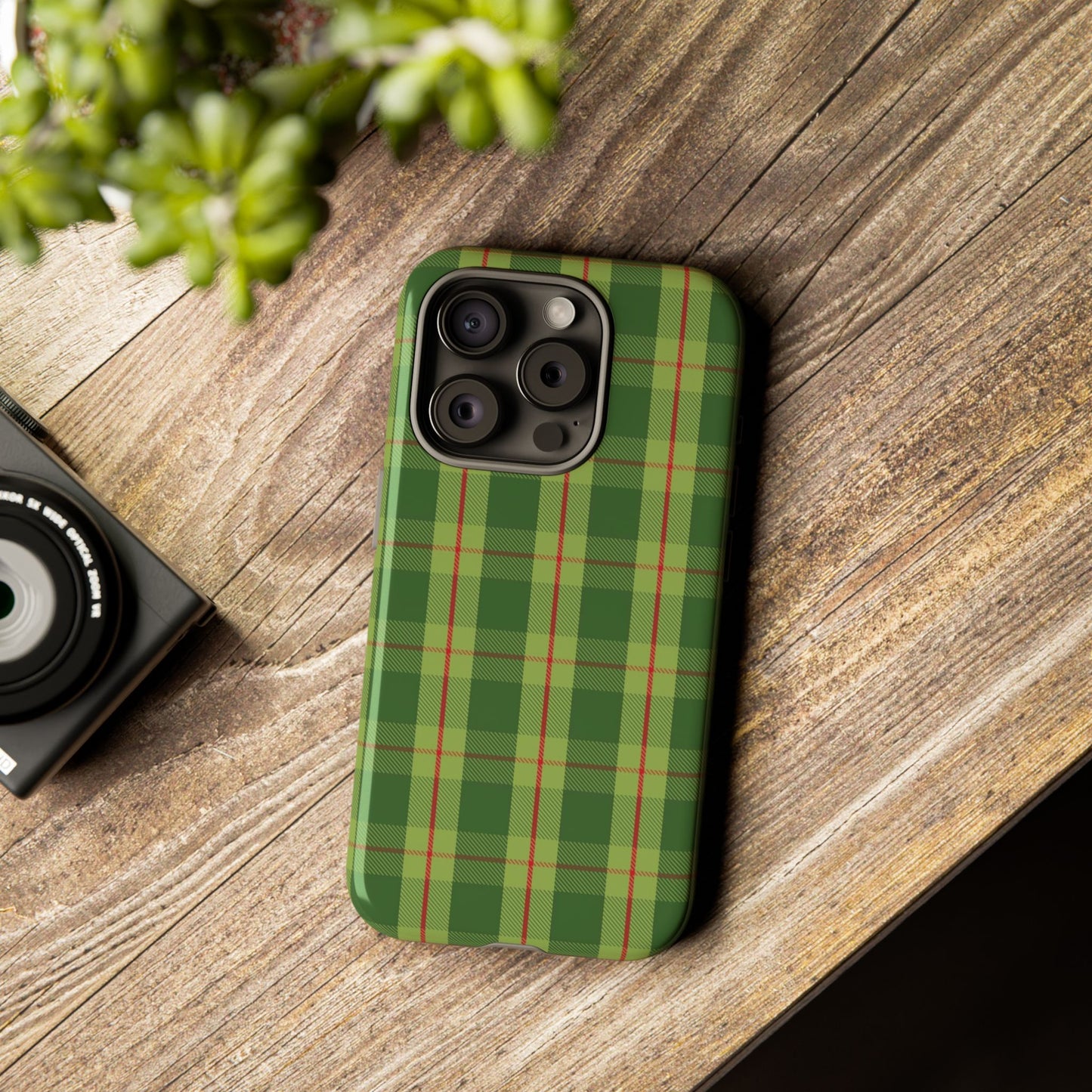 Green and Red Christmas Plaid Pattern - iPhone Case