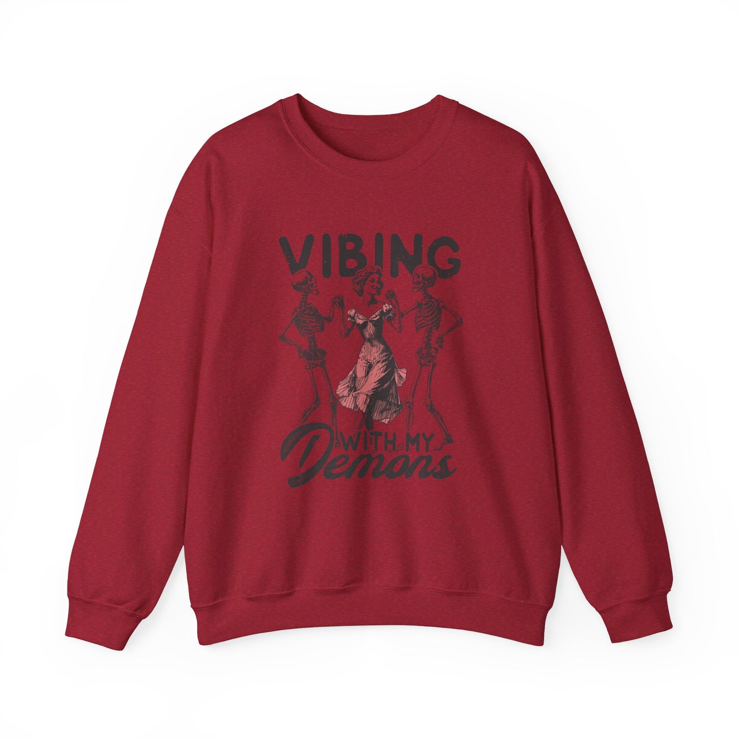 Vibing With My Demons - Vintage Halloween Sweatshirt -Unisex Heavy Blend™ Crewneck Sweatshirt