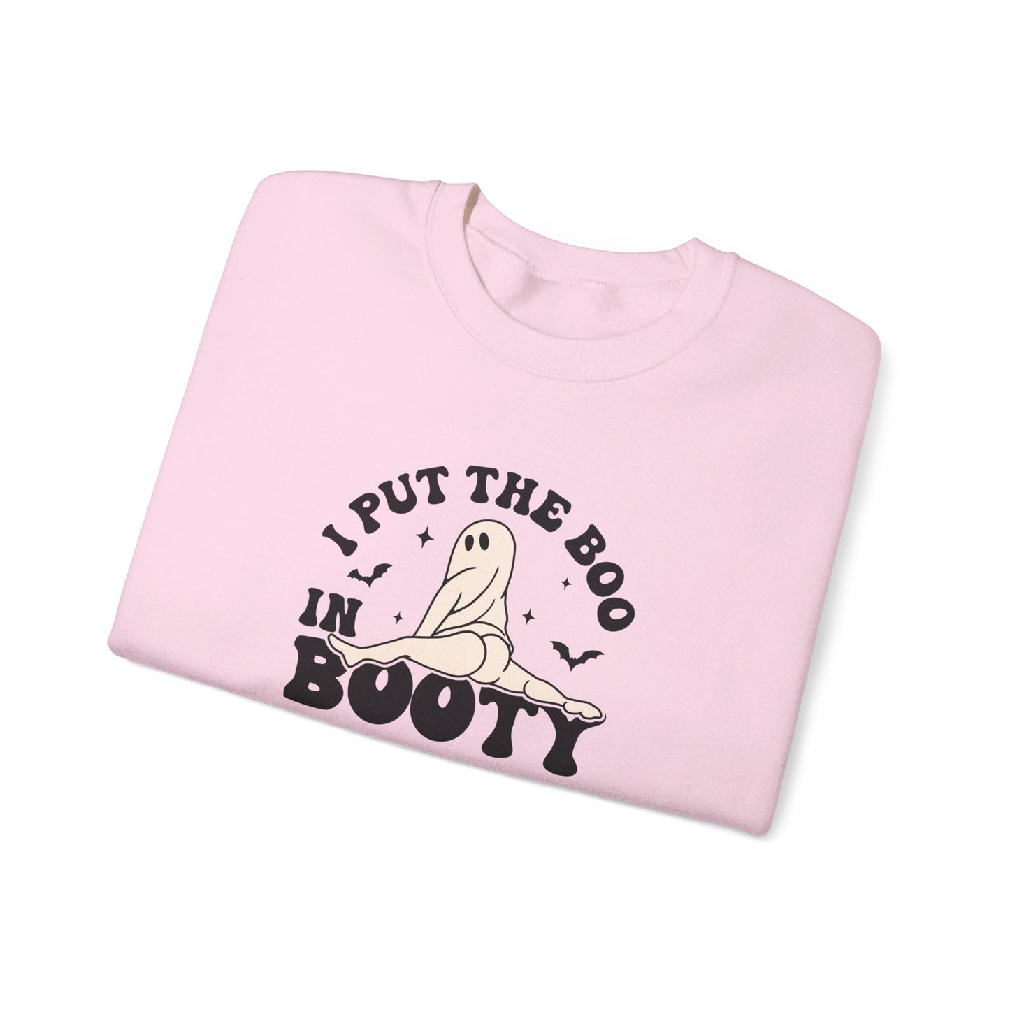 I Put The Boo in Booty - Funny Ghost Halloween Sweatshirt - Unisex Heavy Blend™ Crewneck Sweatshirt