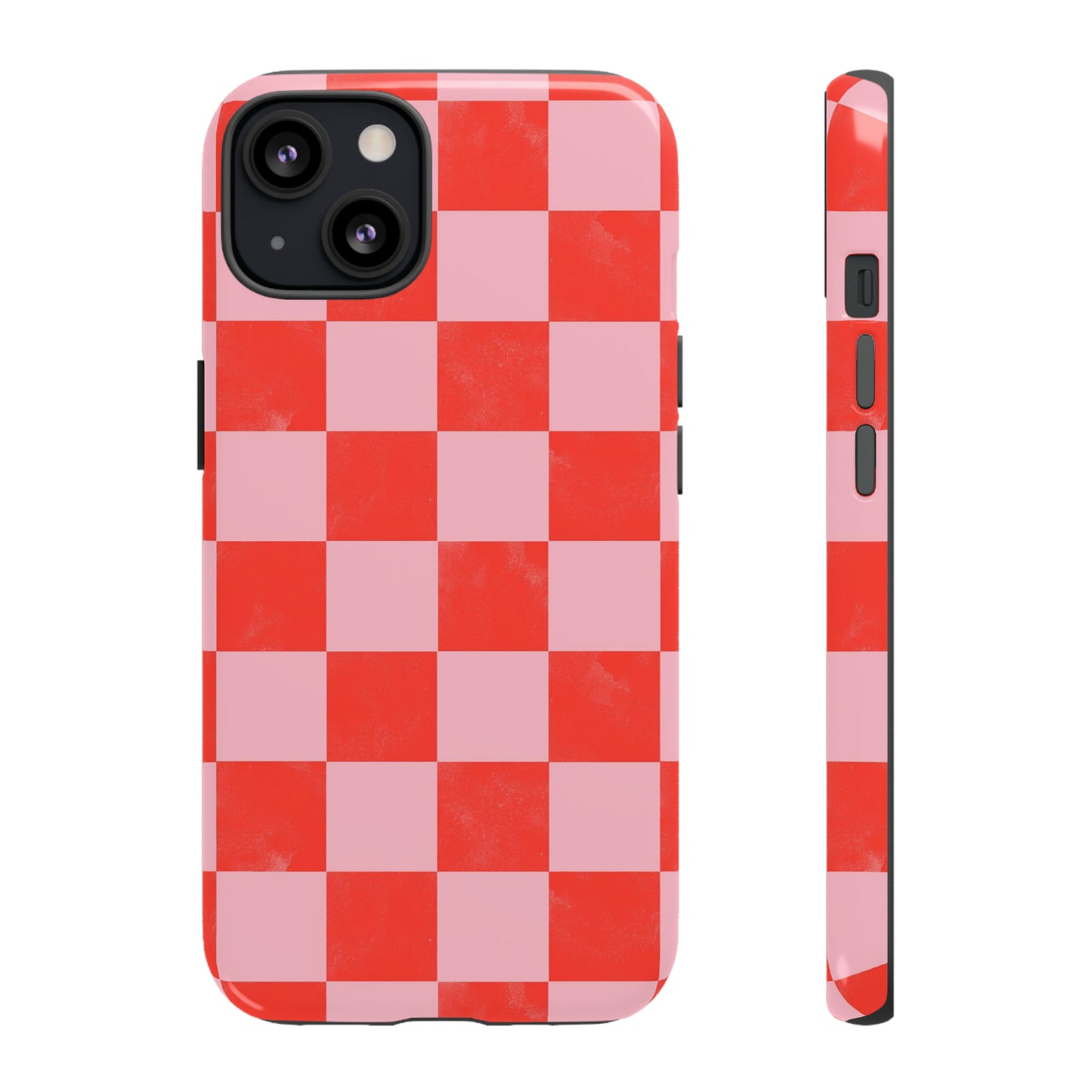 Red and Pink Checker Pattern - iPhone Case