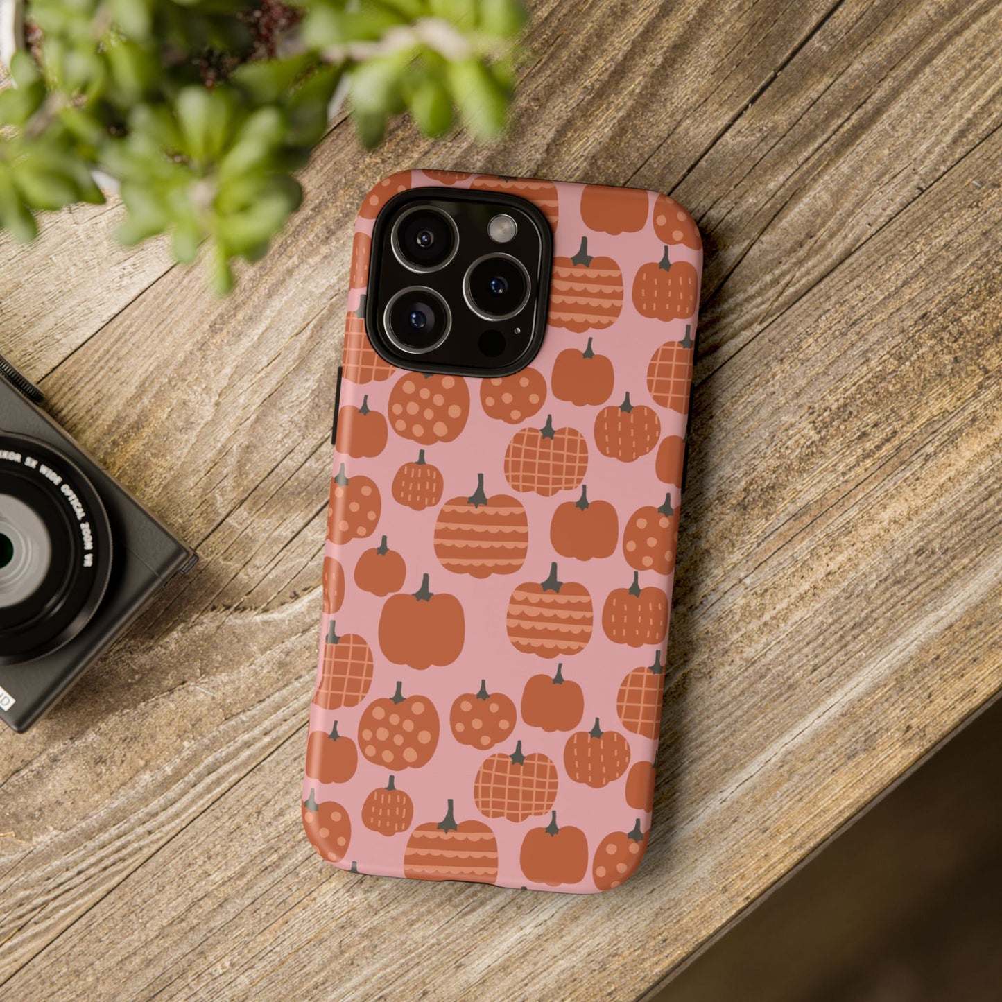 Fall Pumpkins with Pink Background - iPhone Case