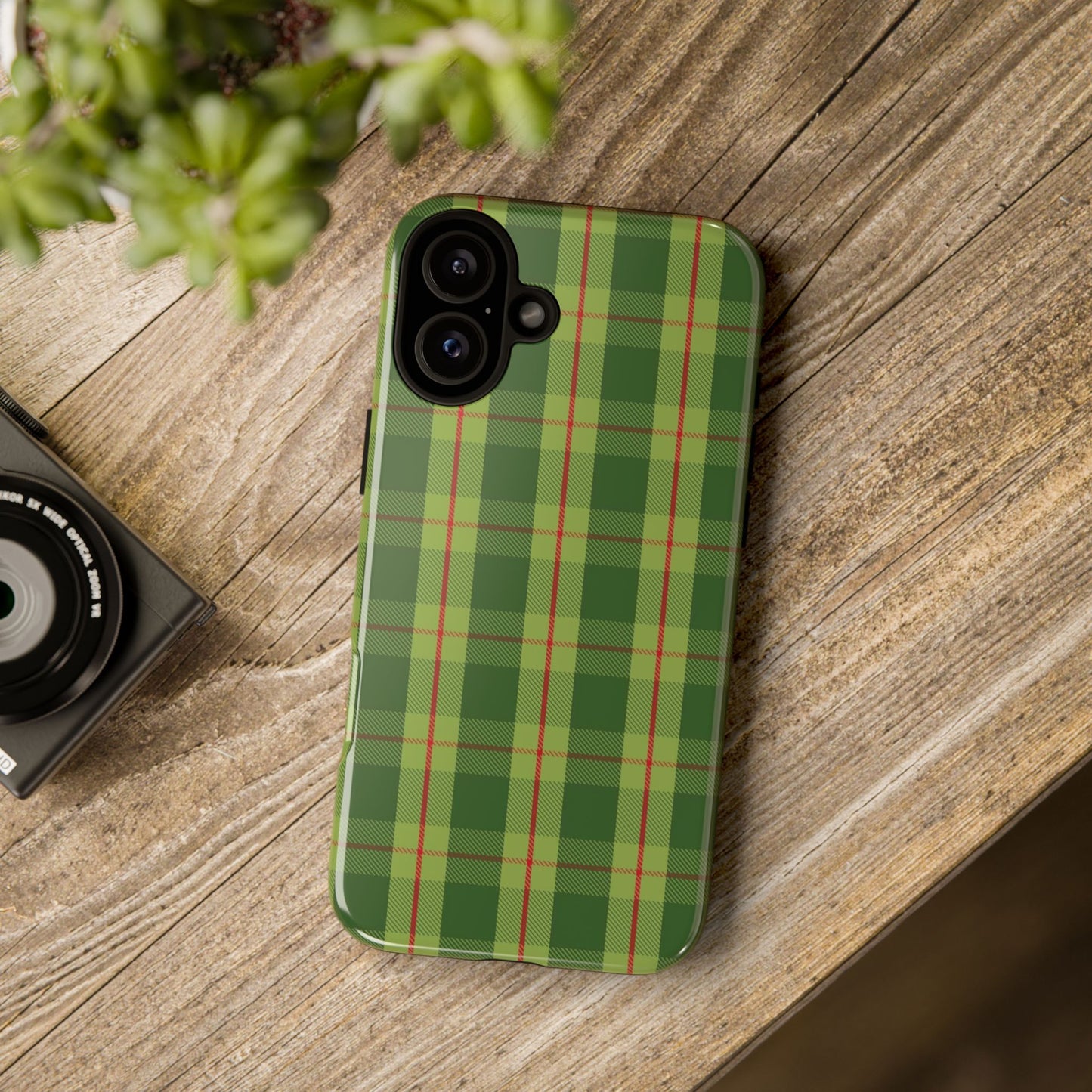 Green and Red Christmas Plaid Pattern - iPhone Case