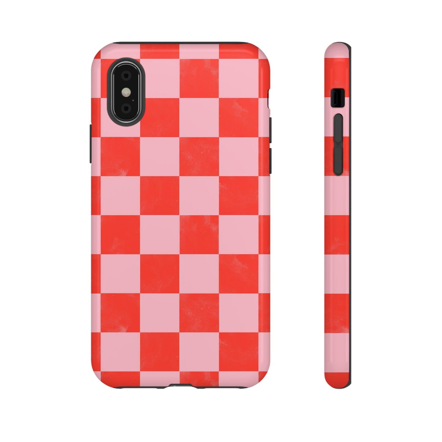 Red and Pink Checker Pattern - iPhone Case