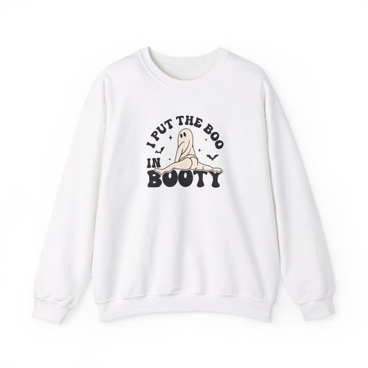 I Put The Boo in Booty - Funny Ghost Halloween Sweatshirt - Unisex Heavy Blend™ Crewneck Sweatshirt