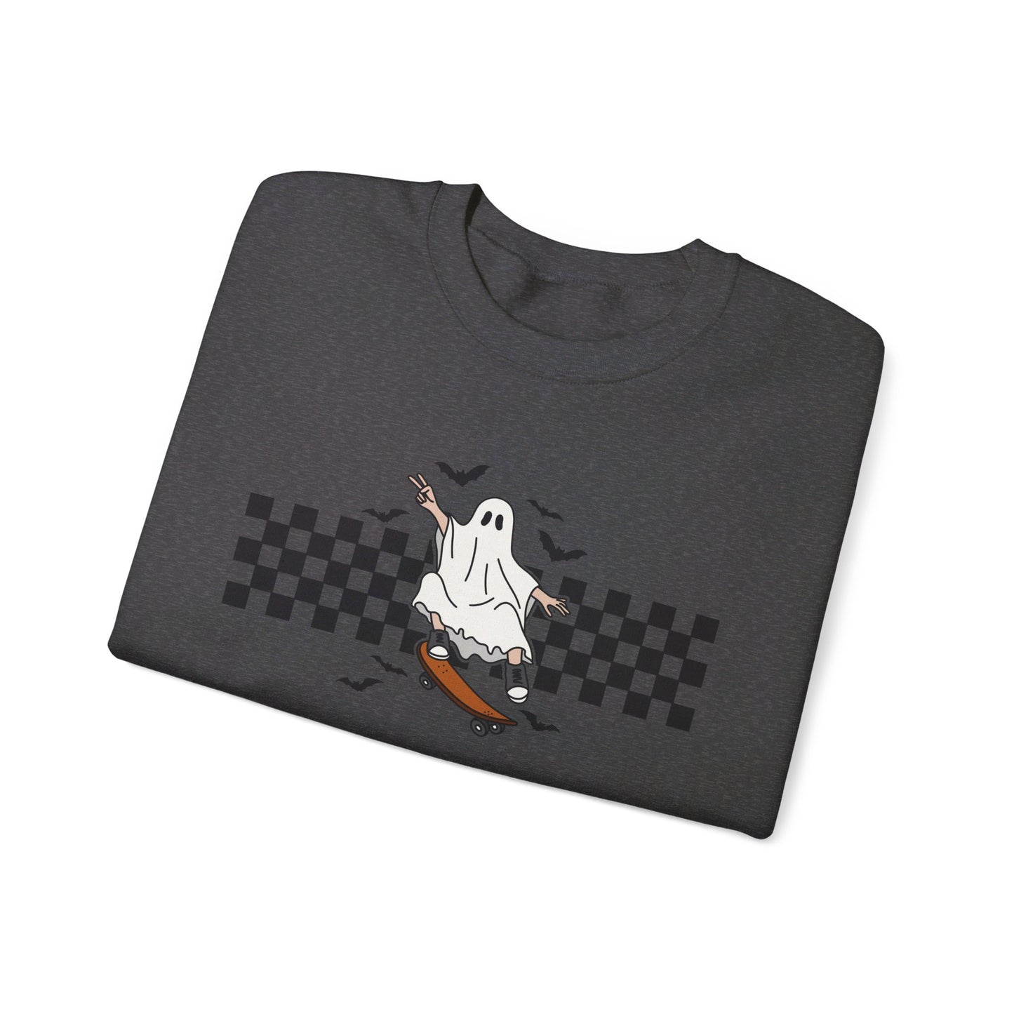 Skateboard Ghost - Cute Halloween Sweatshirt - Unisex Heavy Blend™ Crewneck Sweatshirt