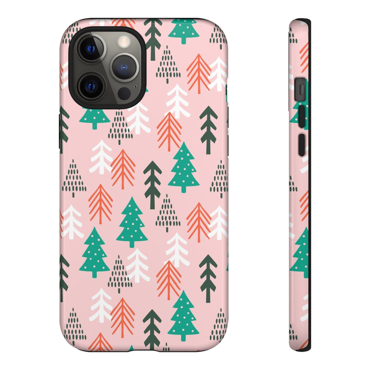 Christmas Trees Pink Background Pattern - iPhone Case