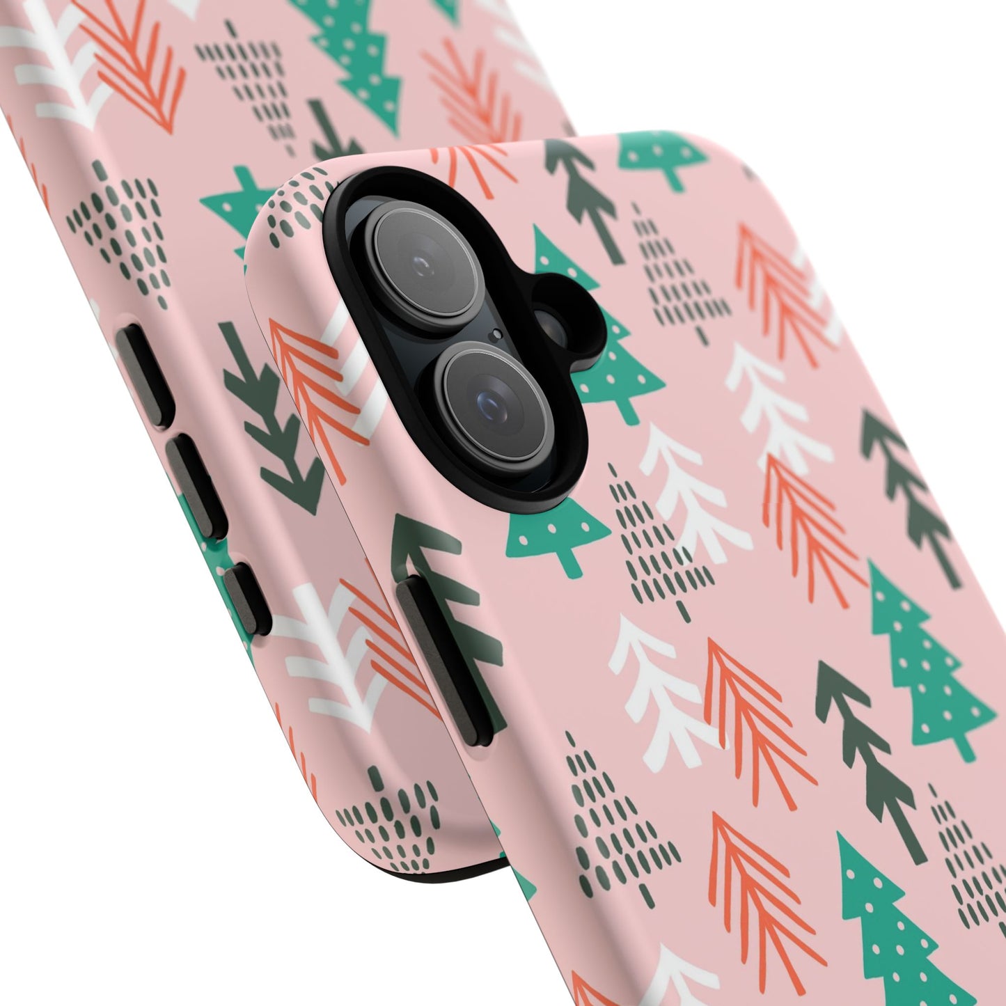 Christmas Trees Pink Background Pattern - iPhone Case