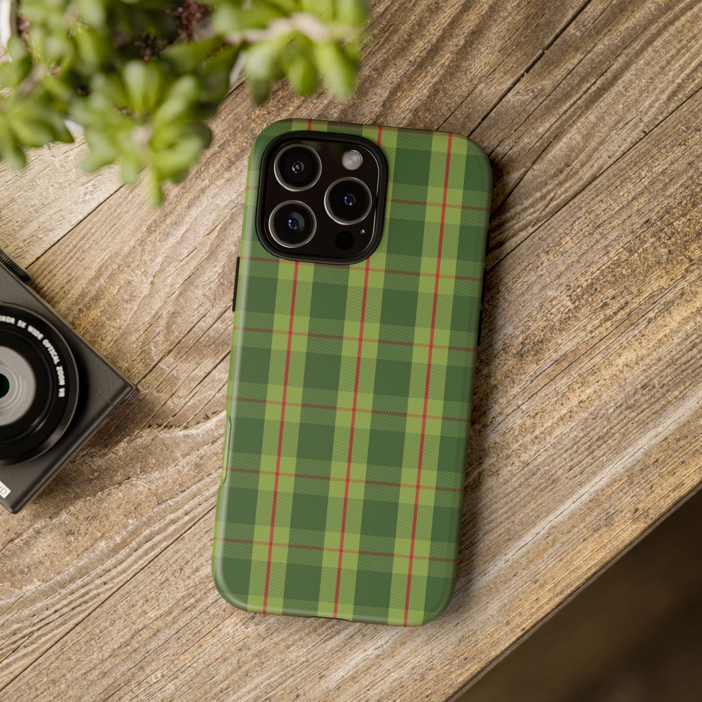 Green and Red Christmas Plaid Pattern - iPhone Case