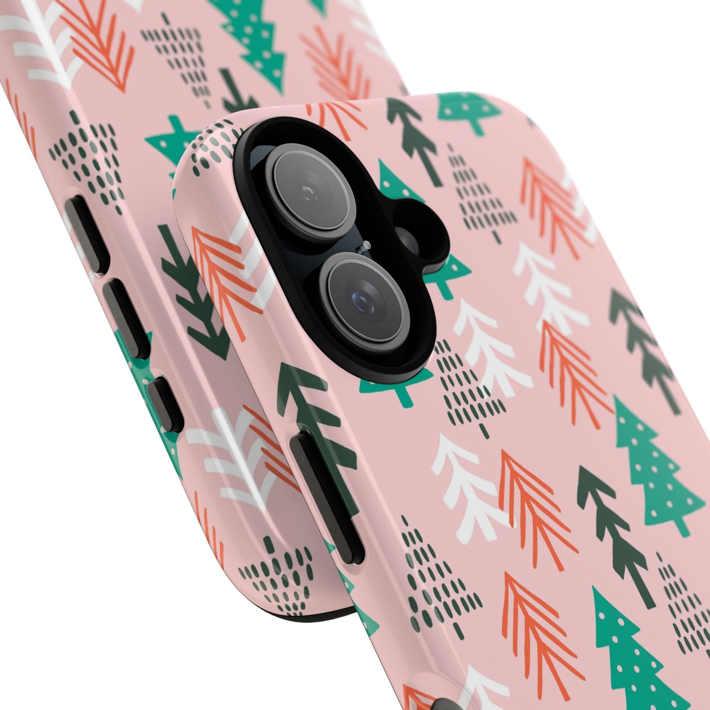 Christmas Trees Pink Background Pattern - iPhone Case