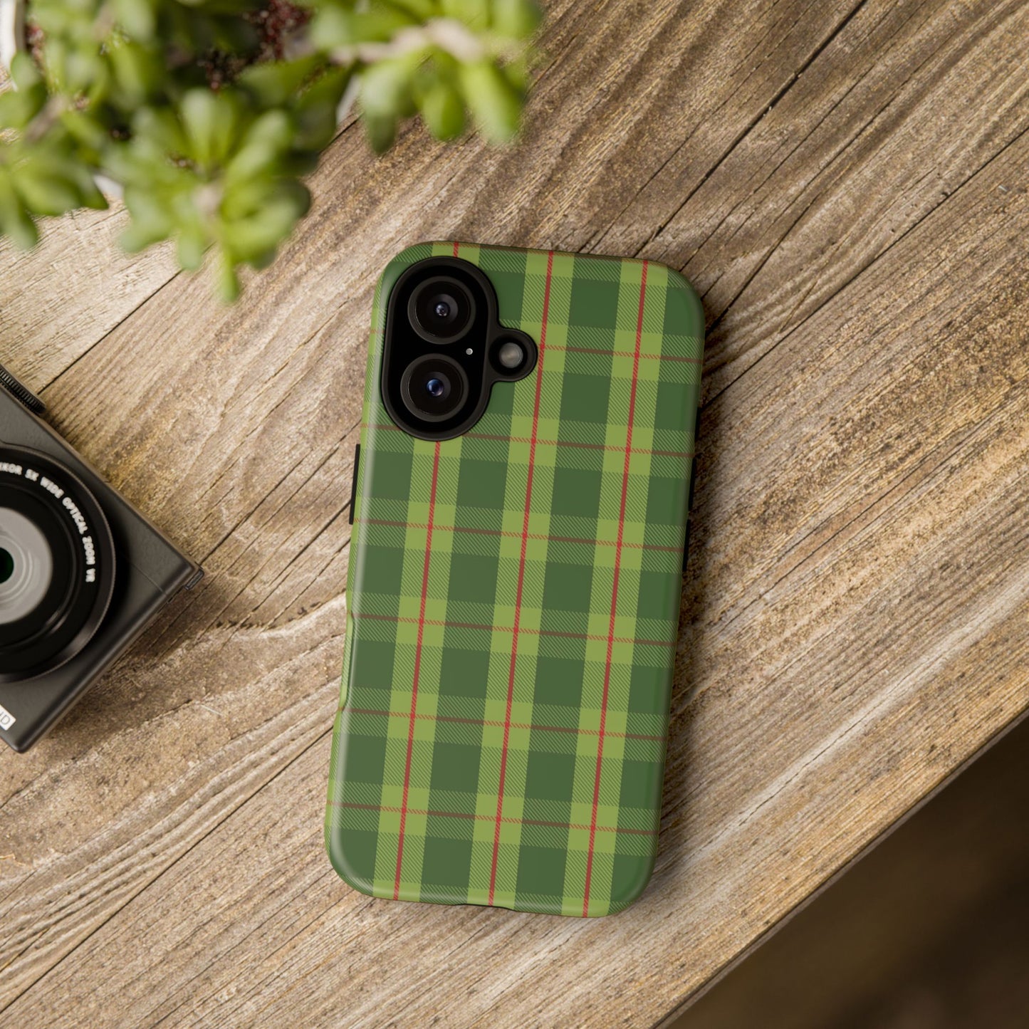 Green and Red Christmas Plaid Pattern - iPhone Case