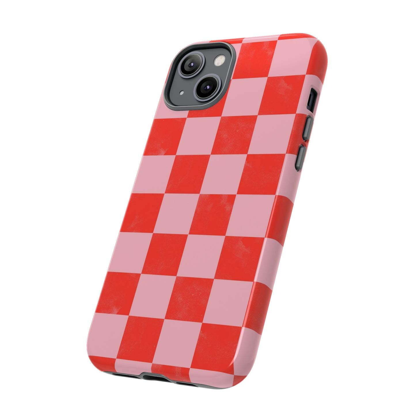 Red and Pink Checker Pattern - iPhone Case